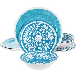 Elama Telly 12 dele melamin spisestel i bl?gr?n