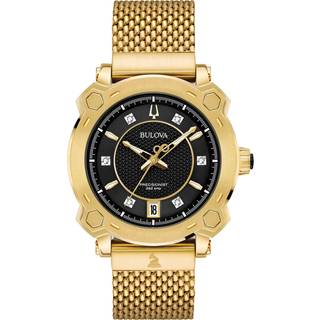 Bulova 97P124 Sort/Gul guldtonet stål Ø38 mm