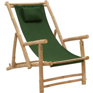strandstol bambus og kanvas grøn