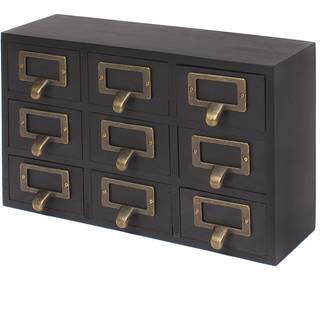 Kate og Laurel Apothecary Wood Desk skuffe Set 9 skuffer Rustik sort