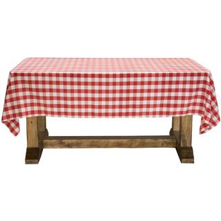 Lann's sengetøj - 60 """" X 126 """" Premium -rutet duge - Rektangulær polyester stof Picnicbordsdækning - Rød & hvid gingham klud