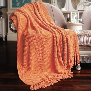 Hjem bløde ting orange kast tæppe strikket tweed kast 50 '' x 60 '' brændt orange super blød hyggeligt varmt behageligt åndbart kast til stue sto