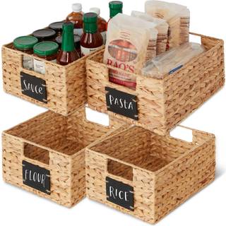Bedste valgprodukter S?t p? 4 9x12in vandhyacintpantry -kurve V?vede k?kkenarrang?rer m/tavle -etiketkridtmark?r - Naturlig