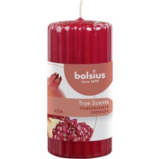 Rillet duftbloklys 5x12 cm - rød (På lager i butik)