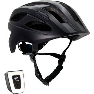 Crazy Safety Sort S.W.A.T Cykelhjelm til børn 6-12 år med USB genopladeligt indbygget rødt LED lys - Sort - M (54-58cm)