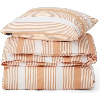 Lexington Beige/White Striped Cotton Sateen Dynebetrækset 220x220 cm