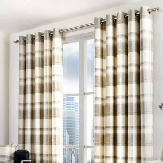 Fusion Fusion Natural Balmoral Check Eyelet Curtains
