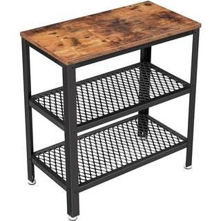 Vasagle sidebord, slutbord, dekorativt bord med 2 meshhylder, rustik brun