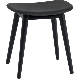 Muuto Fiber taburet black, ben i træ