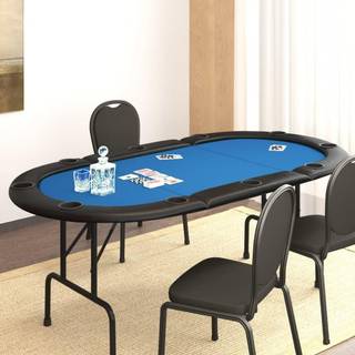 foldbart pokerbordplade 10 pers. 207x106x76 cm blå