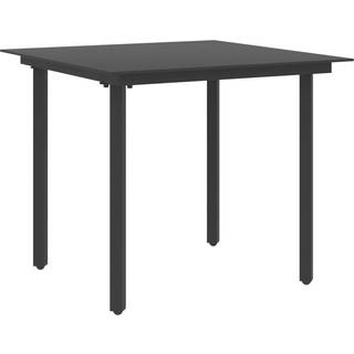 havebord 80x80x74 cm stål og glas sort