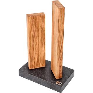 KAI Messerblock Stonehenge magnetisch für 4 Messer - Eichenholz mit Granitsockel - Braun,Schwarz