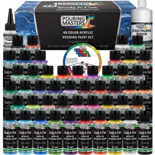 U.S. Art Supply Pouring Masters 48 Farve Klar til at h?lde akrylh?ldningsmalingss?t - Premium Forblandet h?je flow 2 -ounce flasker - til l?rred