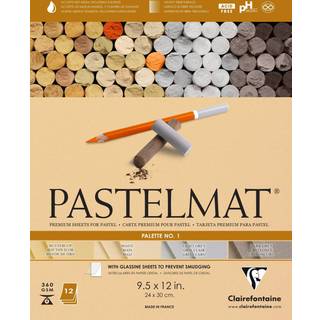 Clairefontaine Pastelmat Limed Pad - Palet nr. 1 - (9 1/2 x 12 tommer) 24 x 30 cm - 360g - 12 ark - Majs Buttercup Mørkegrå lysegrå