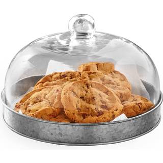 Lakeside Collection Glass Domed -serveringspladen til konfektur og bagv?rk - galvaniseret