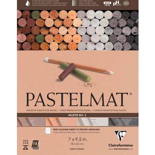 Clairefontaine Pastelmat Limed Pad - Palette nr. 2 - (7 x 9 1/2 inches) 18 x 24 cm - 360g - 12 ark - Sienna White Brown Charcoal Grey