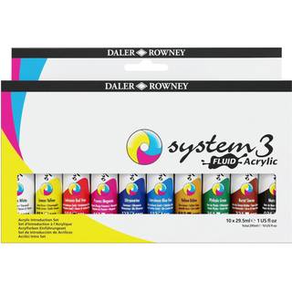 Daler Rowney System3 Sæt med akrylmaling 10 x 29,5 ml