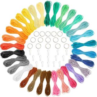 Juvale 31 Color Lanyard String Kit Gimp String til armb?nd Boondoggle Keychains Plastikledning med ringe og kroge (40 ft hver rulle)