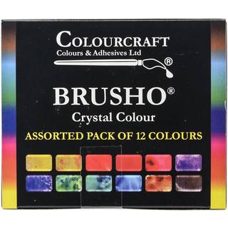 Brusho Crystal Colour-sæt fra Colourcraft - 12x 0,5 oz (15 g) vandbaseret, giftfri pulver i levende gennemsigtige farver