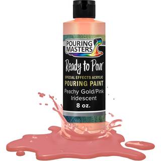 H?ldende mestre Peachy Gold/Pink Iridescent Special Effects Pouring Paint - 8 Ounce Bottle - Acrylic klar til at h?lde forblandet vand baseret p?