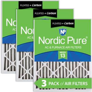 Nordic Pure 20x25x2 (19 1/2 x 24 1/2 x 1 3/4) Plisserede luftfiltre Merv 13 Plus Carbon 3 Pack