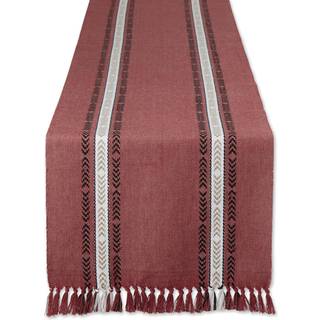 Dii Clay Dobby Striped Fringe Ribbed Table Runner 14x108