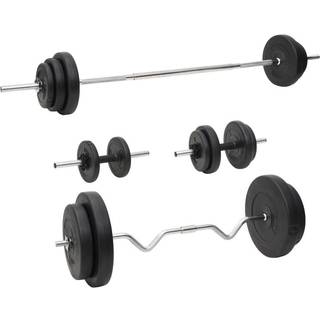 vægtstang og håndvægt med skiver 90 kg