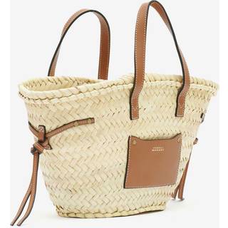Bolso Mini Tipo Cesta De Rafia Y Piel Cadix - Mujer - Natural And Cognac - Isabel Marant