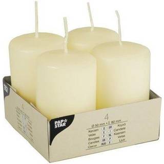 4 stk. Bloklys Creme 8x5 cm paraffin – Eksklusiv hygge og stil til fest og hverdag