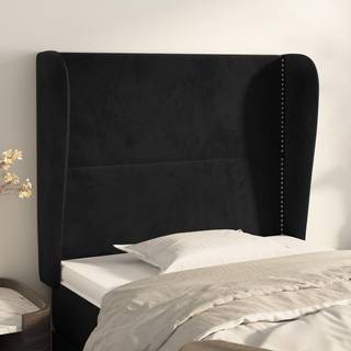 sengegavl med kanter 83x23x118/128 cm fløjl sort
