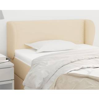 Sengegavl Med Kanter Stof Farvet Creme - 103 x 23 x 78/88 cm