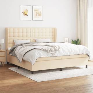 kontinentalseng med madras 200x200 cm stof cremefarvet