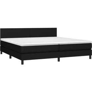 kontinentalseng med LED-lys 200x200 cm stof sort