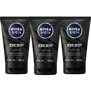 Nivea m?nd dyb rensning sk?g og ansigt vask naturlige kul ansigtsrensning hj?lper med at fjerne snavs og overskydende olier 3 pakke med 3,3 fl oz