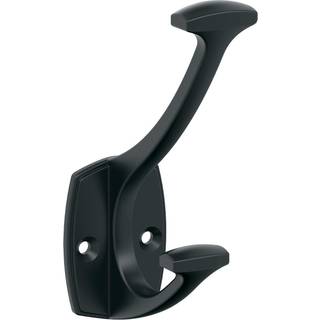 Amerock H37001MB | VICINITY DOBBELT PRONG DECORATIV WALL HOOK | Matte sort krog til frakker hatte rygsække tasker | Kroge til badeværelset sovevæ