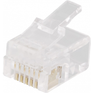 DELTACO Modular connector RJ12, 6P6C, 20-pack, transparent