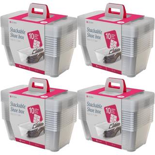 Livshistorie 6 liter plastopbevaringsbeholder sæt stabelbar sko tilbehør og hjemme skab organisatoriske totalbakker med sikre låg 40 pack klar