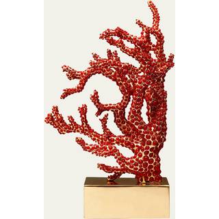 L'Objet Decorative Objects - Coral bookend in coral and gold porcelain