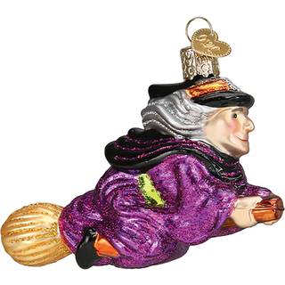 Old World Christmas Witch on Broomstick Glass Ornament Free Box 4,25 tommer