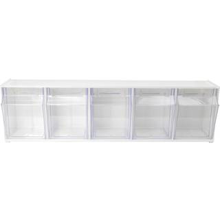 Deflecto Tilt Bins, der sammenlås 5-bins 23 """" X 5 """" X 6,5 """" Hvid (20503OP)