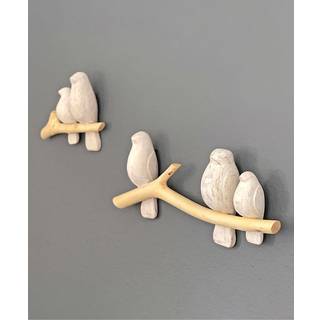 Crane Baby Handgjorda träfågelväggdekor 2-stycken Set för pojkar eller flickor Woodland Nursery Decor Natural Hand-Carved Woodland Decor för barn