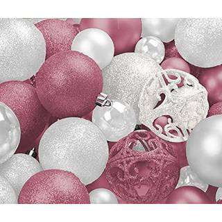 100 Pink og White Christmas Ornament Balls Shatternsof 100 Metal Ornament Hooks Hanging Ornamenter til indendørs/udendørs juletræferie Holiday P
