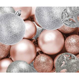 100 Rose Gold og Silver Christmas Ornament Balls Shatternsof 100 Metal Ornament Hooks Hanging Ornamenter til indendørs/udendørs juletræferie Fer