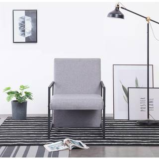 Lænestol Med Kromfødder Stof Lysegrå