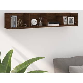 Cd-Hylde 100 X 18 X 18 Cm Konstrueret Træ - Brun eg
