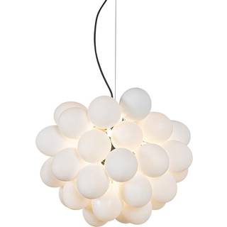 Art Deco Pendellampe sort med opalglas 8-lys rund - Uvas