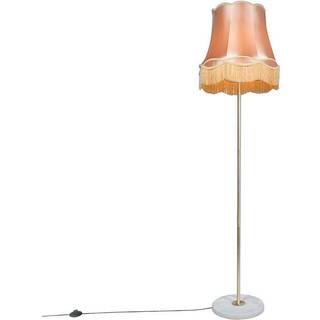 Retro gulvlampe messing med mormor-skærm guld 45 cm - Kaso