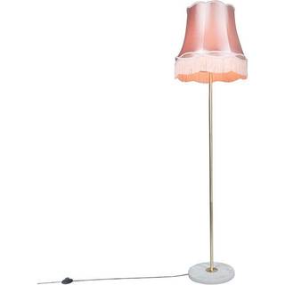 Retro gulvlampe messing med mormorslampeskærm lyserød 45 cm - Kaso