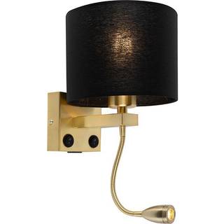 Art Deco væglampe guld med USB og sort skærm - Brescia