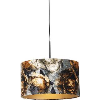 Moderne pendellampe sort med blomsterlampeskærm 35 cm - Combi